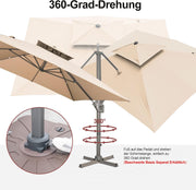 View LKINBO Sonnenschirm 300 x 400 cm Rechteckig mit Ständer und Kurbel, Groß Ampelschirm Terrassenschirm 360°Drehbar Parasol Windfest Gartenschirm image 3
