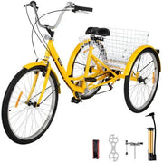 View 2025 Triciclo para adultos de 26 pulgadas, 7 velocidades, triciclo con canasta para paseos y compras image 1