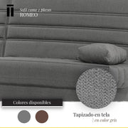 View SHIITO - Sofá Cama de 3 Plazas con Arcón Interior - 100 x 193 x 100 cm - Modelo Romeo - con Apertura Clic-Clac - Incluye 2 Cojines - Color Gris Oscuro image 5