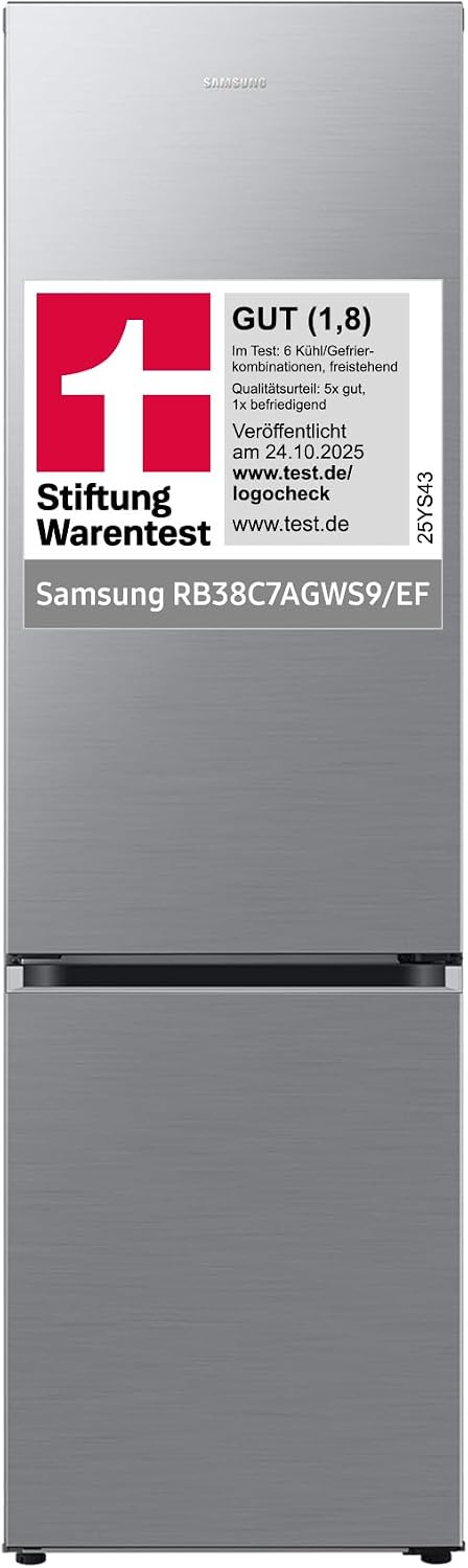 Samsung RB38C7AGWS9/EF Kühl-Gefrierkombination, 203 cm, 387 l, AI-Kühlschrank mit Gefrierfach, SmartThings AI Energy Mode, Cool Select+, Twin Cooling