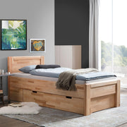 View Ewen Seniorenbett Massivholz 90x200 cm mit Schubkasten Komforthöhe aus geölter Kernbuche, Natur, mit Auflageleisten, 48 cm Einstiegshöhe, image 6