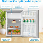 View Midea Nevera pequeña 113L con Congelador - Mini frigorífico pequeño para la Habitación/Caravana/Camping - Mini Bar Bajo Consumo - Frigorifico Bajo image 5