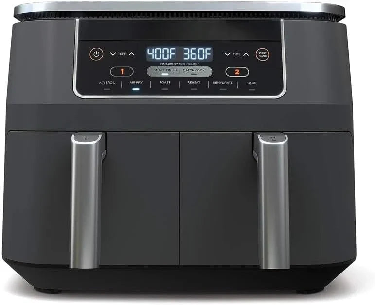 10 Quart 6-in-1 DualZone XL 2-Basket Air Fryer with 2 Independent Frying Baskets, Match Cook & Smart Finish to Roast, Broil, Dehydrate for Quick, Easy