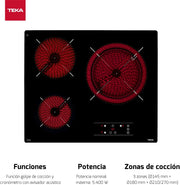 View TEKA Placa Vitrocerámica 60 cm, 3 Fuegos, Touch Control, Función Stop & Go, Indicador de Calor Residual, Modelo TB 6315 image 3