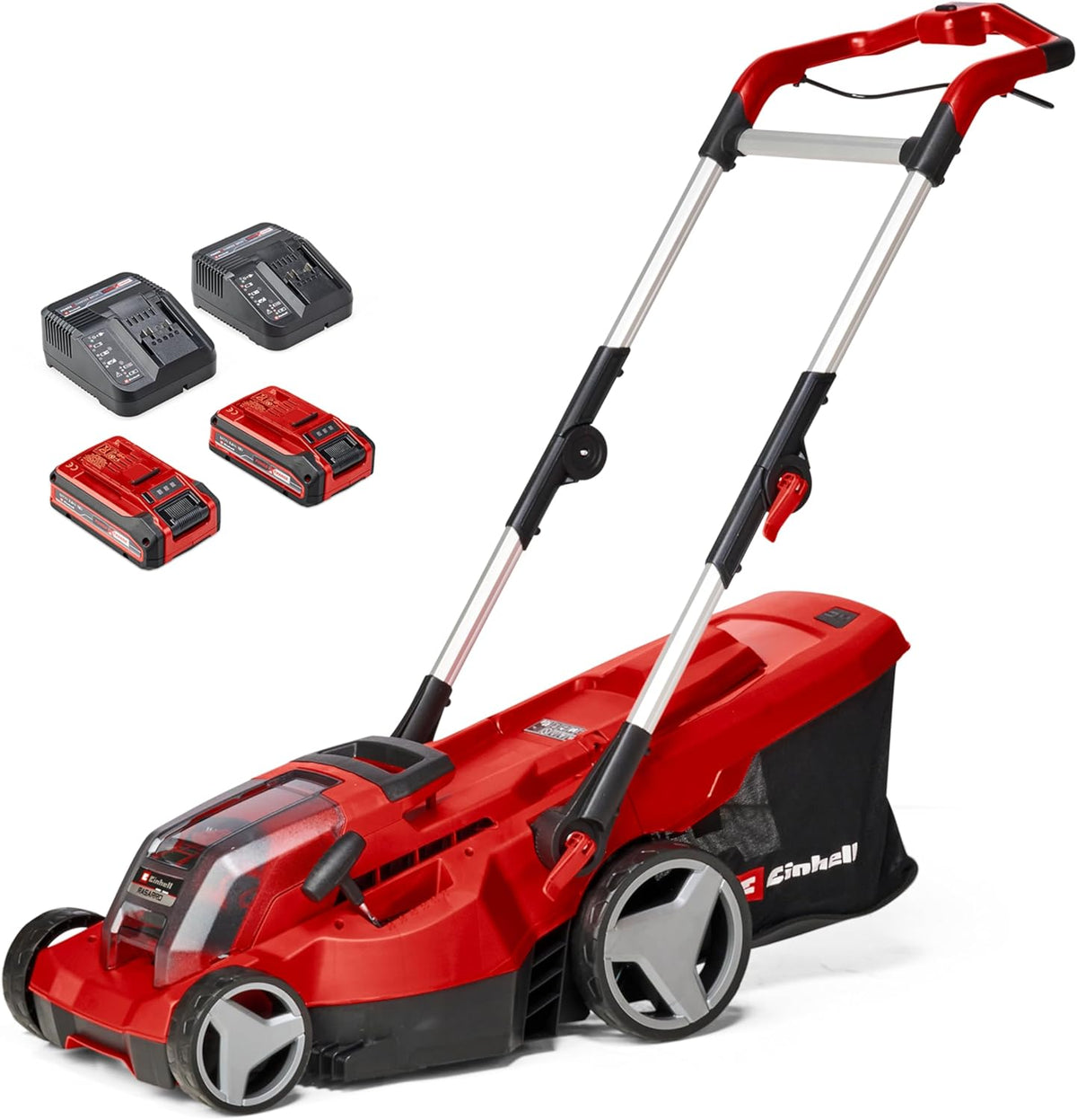 Einhell Akku-Rasenmäher RASARRO 36/42 Kit Power X-Change (36V, 42 cm Schnittbreite, bis 725 m², Brushless, 50L Fangkorb, Mulchfunktion, inkl. 2x 5,2Ah