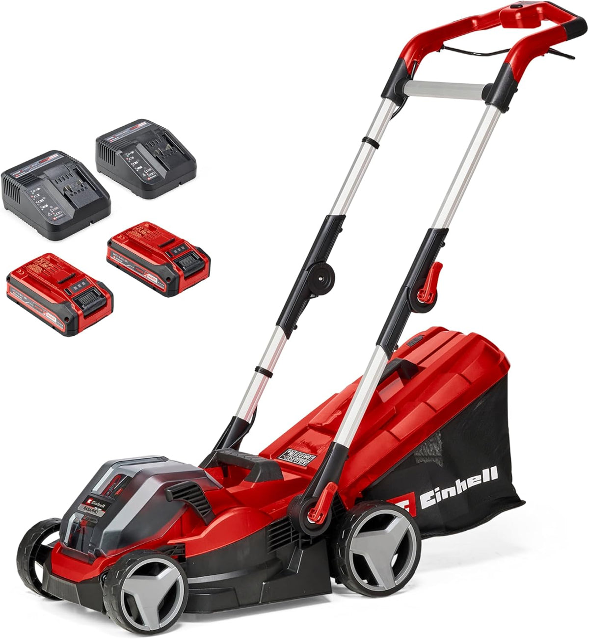 Einhell Akku-Rasenmäher RASARRO 36/42 Kit Power X-Change (36V, 42 cm Schnittbreite, bis 725 m², Brushless, 50L Fangkorb, Mulchfunktion, inkl. 2x 5,2Ah