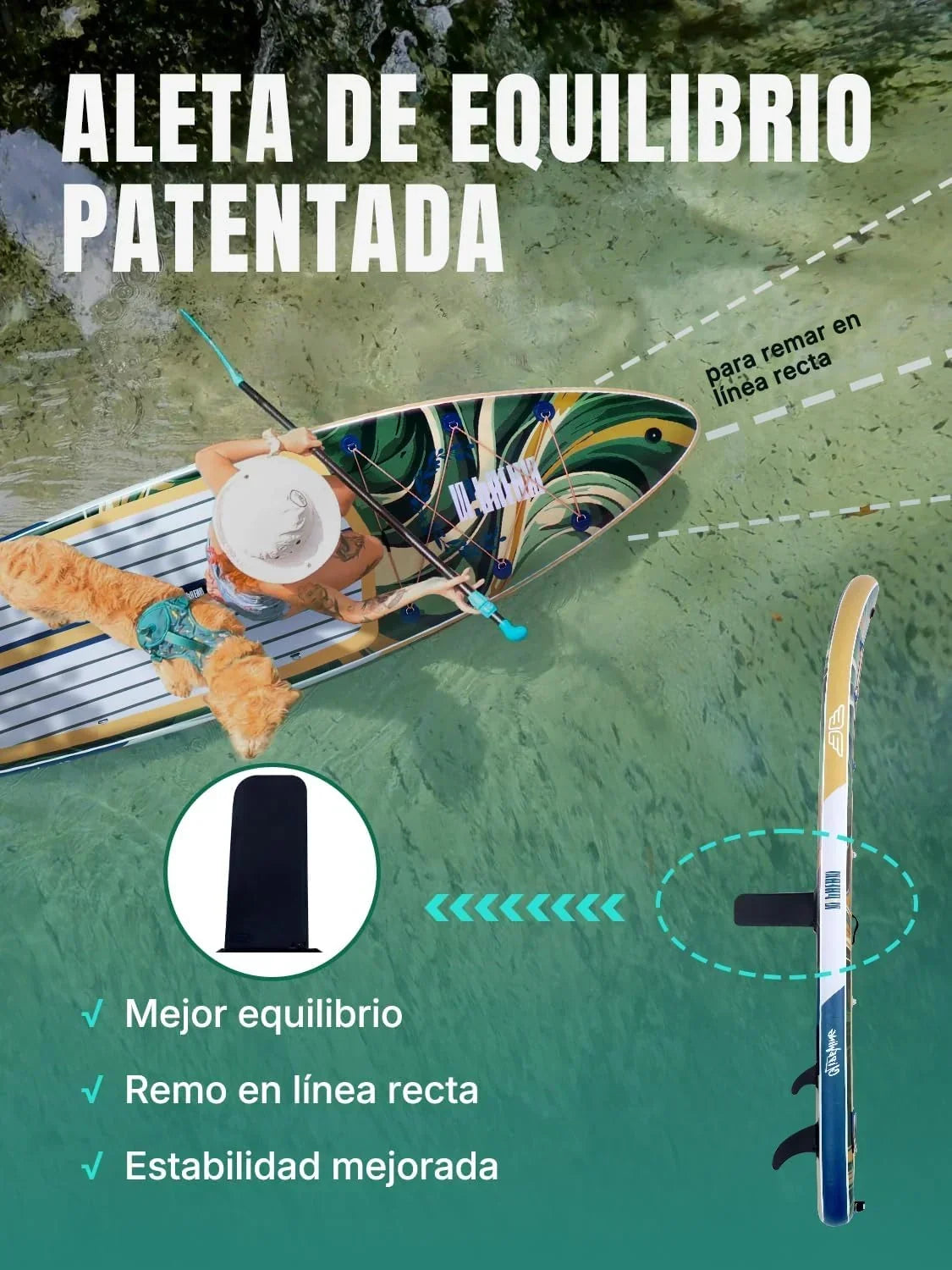 Niphean (Extra Grande) Tabla Paddle Surf Hinchable para 2+1 Personas/Familia, Paddle Surf con (Apto para Principiantes) Aleta Equilibrada, Funda