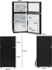 View Merax Kühlschrank mit Gefrierfach, 60L Kleiner Kühlschrank, kompakt, Glastür, LED-Innenbeleuchtung, manuelle Temperaturregelung, Glasablagen, 45 dB(A) image 3
