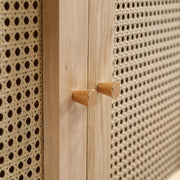 View Soweiz Armario con barra, armario de 2 puertas, dormitorio, red de ratán, sala de estar, con tapa inferior abatible, tableros de partículas+ratán de image 6
