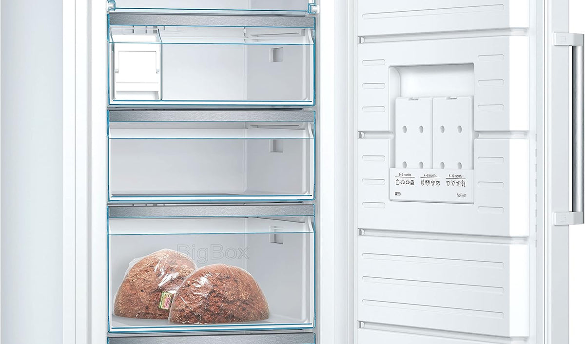 Bosch GSN54AWCV Serie 6 - Congelador XXL (176 x 70 cm, extra ancho, 327 L, NoFrost nunca más descongelar, iluminación LED uniforme, espacio para