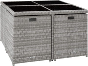 View tectake Lounge Möbel Set 4X Stühle, 4X Hocker, 1x Tisch, platzsparende Cube Aufbewahrung, Outdoor Rattan Gartenmöbel für Balkon, Garten und Terrasse, image 4