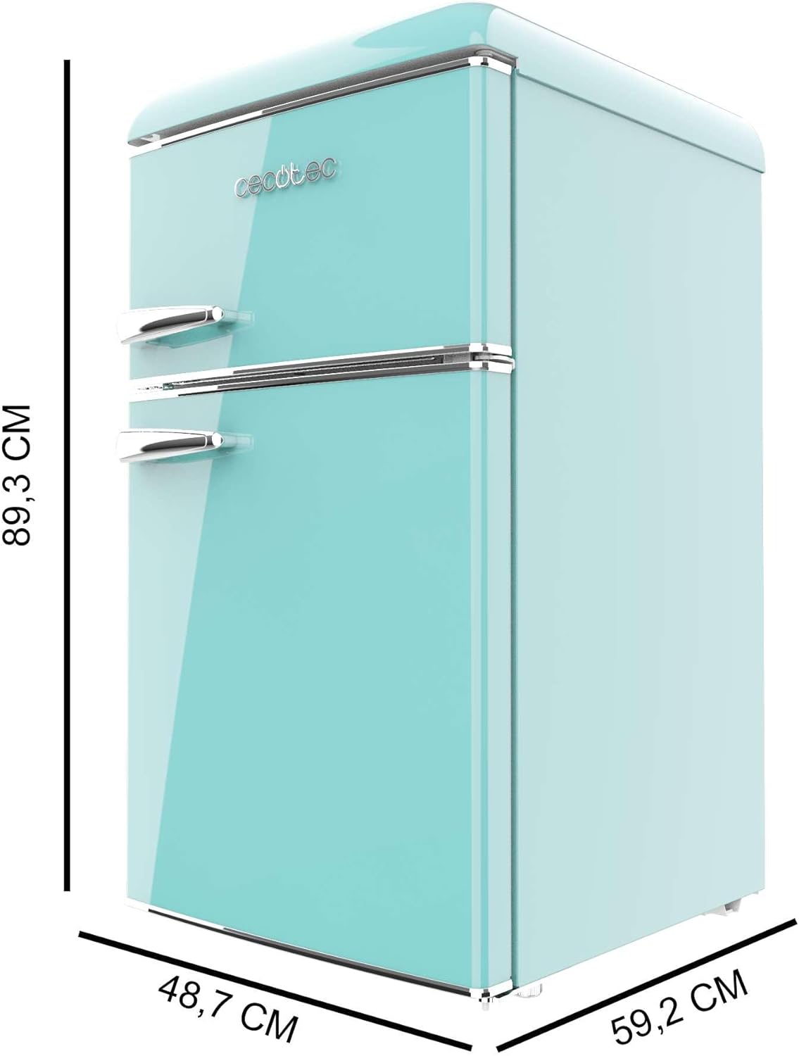 Cecotec Nevera Pequeña - Frigorífico 2 Puertas - Retro 86L - Bolero CoolMarket 2D Origin 86 Green E. 89,3cm de Alto y 48,7cm de Ancho, Clase