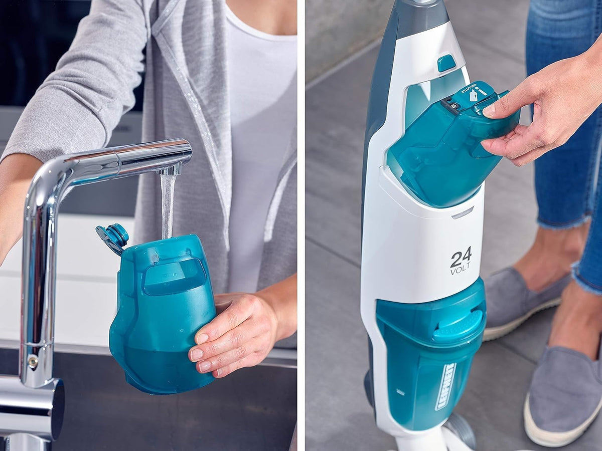 Leifheit Set Akku Saugwischer Regulus Aqua PowerVac inkl. Zubehör, saugen und wischen, Leichter Nasssauger mit leistungsstarken 24V, kabelloser