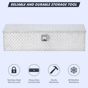 View 48 Inch Diamond Plate Truck Bed Tool Box with Shelf Silver image 5