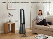 View Fakir TVL 100 Flügelloser Turmventilator - DC-Motor, 12 Lüfterstufen, 30 dB(A), 60° Oszillation, 12h Timer, LED Touch Display, Fernbedienung, image 2