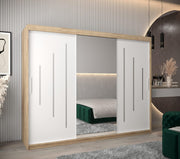 View ABIKSMEBLE York 1 250 Armario 2 Puertas Correderas para Dormitorio - Armario Moderno con Espejo, Barra y Estantes - 250x200x62 cm (Ancho x Alto x image 2