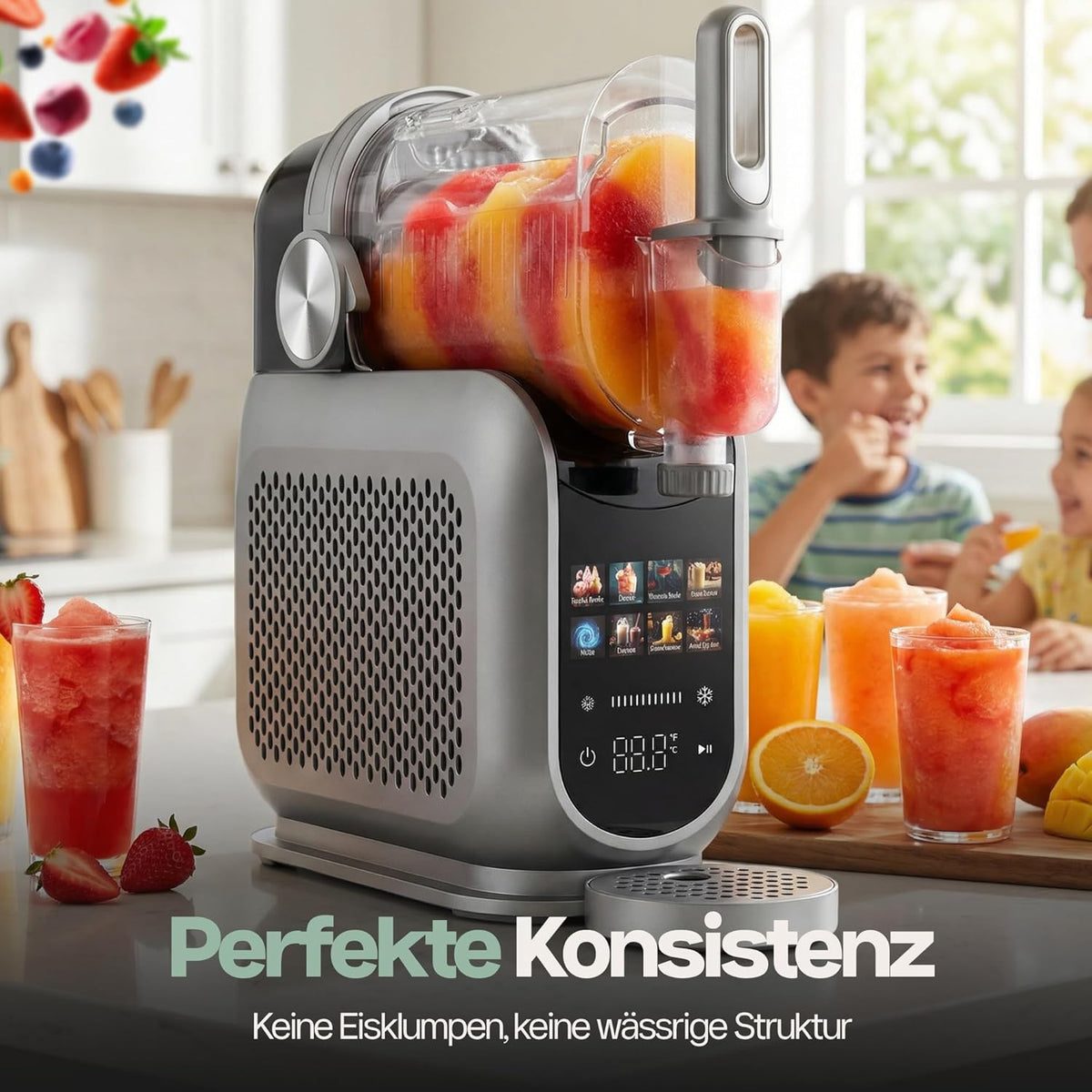 4Swiss Eismaschine Selbstkühlend Eis Maschine Speiseeisbereiter Speiseeismaschine mit Kompressor Icecream für Milchshake Slush Slushie Granita Ice