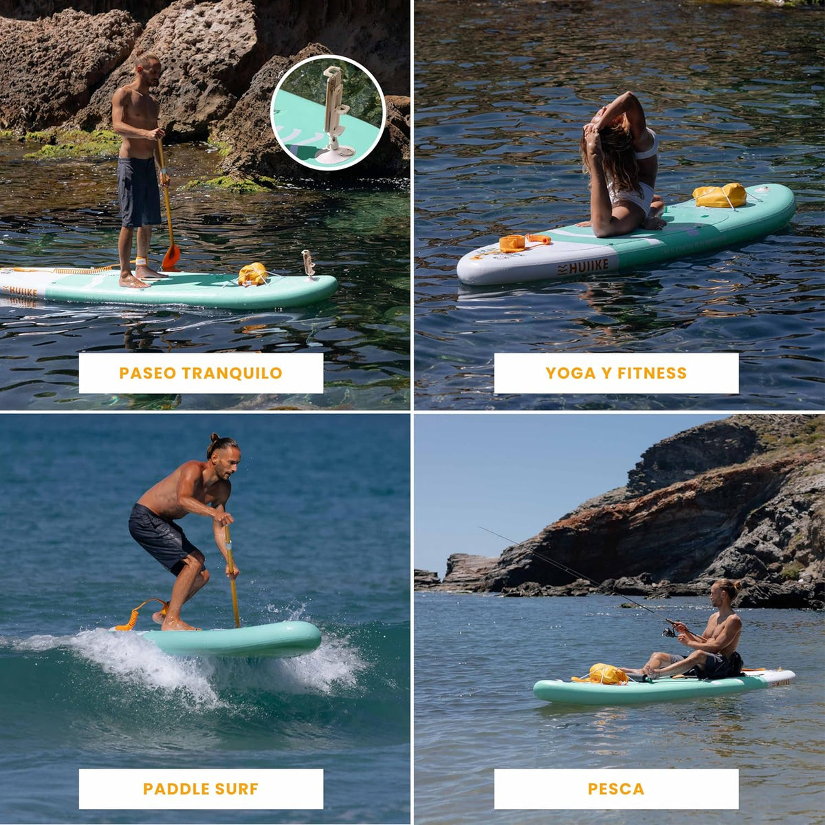 HUIIKE Tabla Paddle Surf Hinchable con Accesorios Incluidos, Remo, Quillas, Inflador. Stand Up Paddle Board Gran Estabilidad y Resistencia. 305 x 84 x