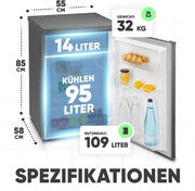 View Bomann Kühlschrank mit Gefrierfach klein | Kühlschrank 2 Ablagen | leise | mit 4-Sterne Gefrierfach | Kühlschrank klein mit Obst- und Gemüsefach | image 6