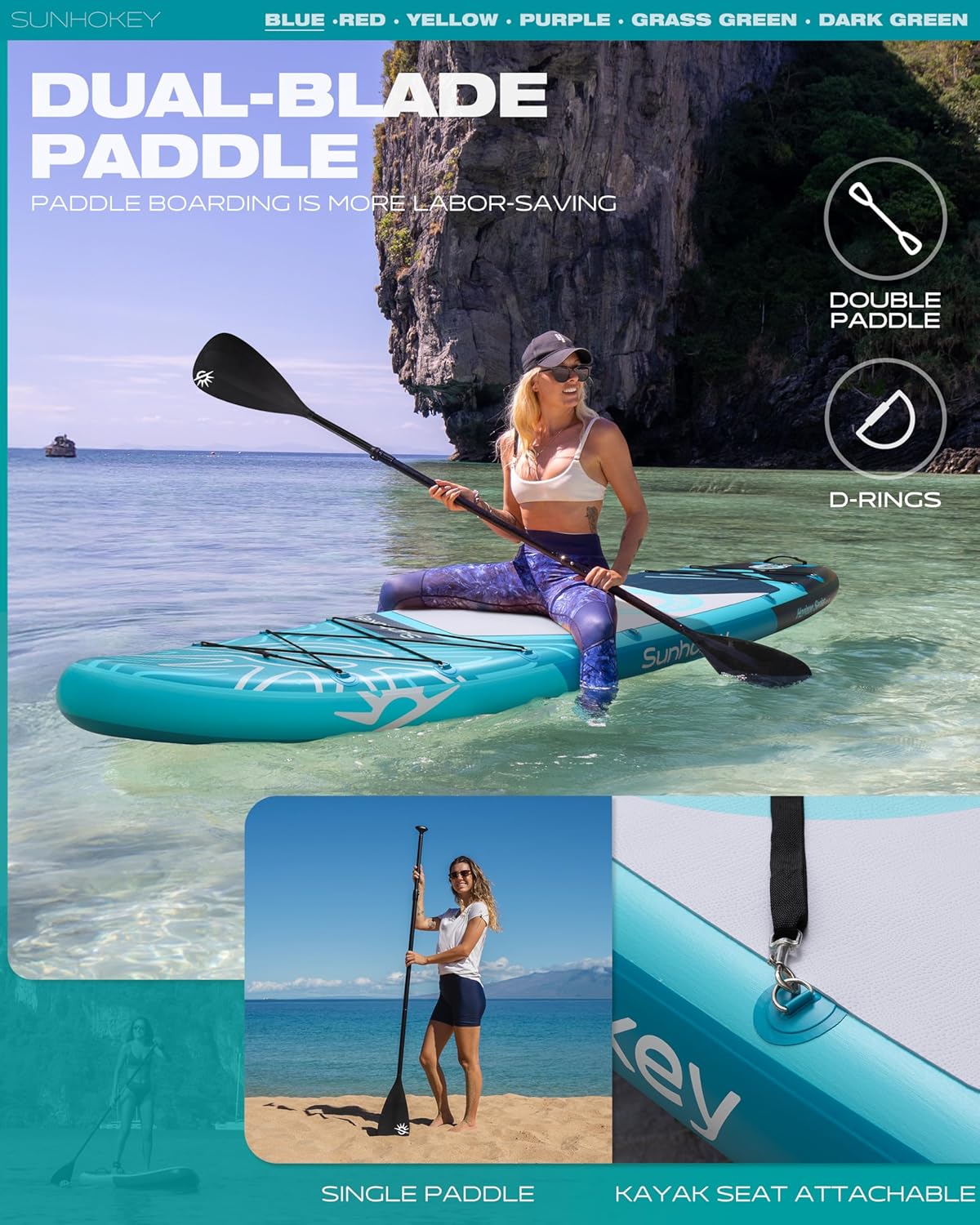 Tabla de Paddle Surf Hinchable 335cm con Accesorios Incluidos de Primera Calidad, Remo Ajustable, Bomba de Mano, Mochila de Transporte. 335 x 86 x 15