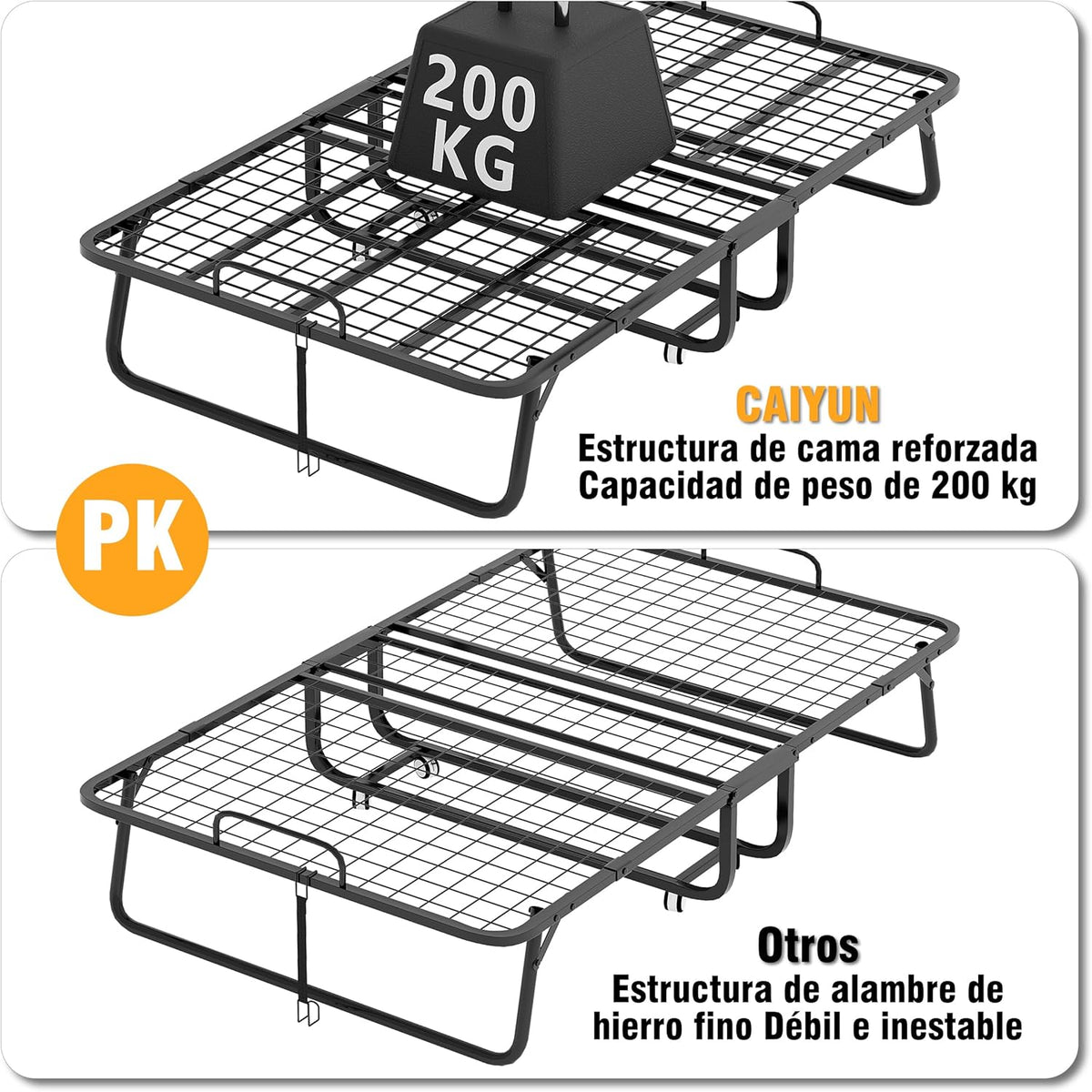 Cama Plegable de 120 cm con Colchón de 13cm (Viscoelástica), Somier Reforzado de Metal con 4 Ruedas y Funda Antipolvo, Cama Supletoria de Invitados