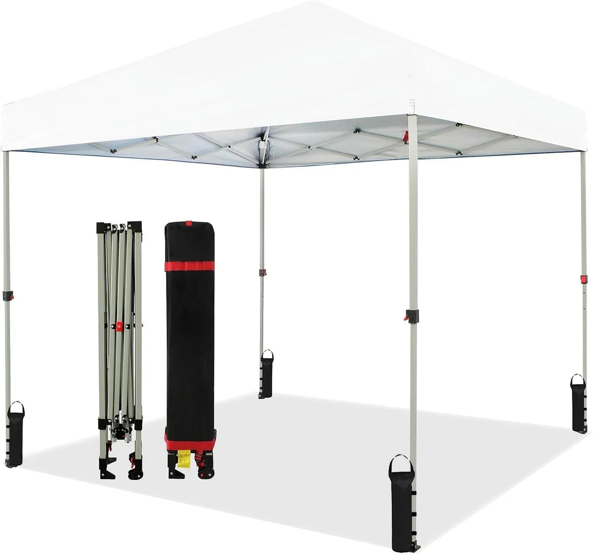 10x10 Pop Up Canopy - Beach Tent with One Push Setup - Easy Outdoor Sun Shade for Events, Parties, Camping - Gazebo with STO-N-Go Cover Bag, Silver