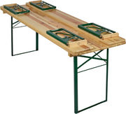 View METRO Professional Bierzeltgarnitur, 3-TLG. Gartenmöbel Set, 1 Bier-Tisch 220 x 70 cm, 2 Bierbänke 220 x 25 cm, Klappbar, Naturbraun/Grün image 4