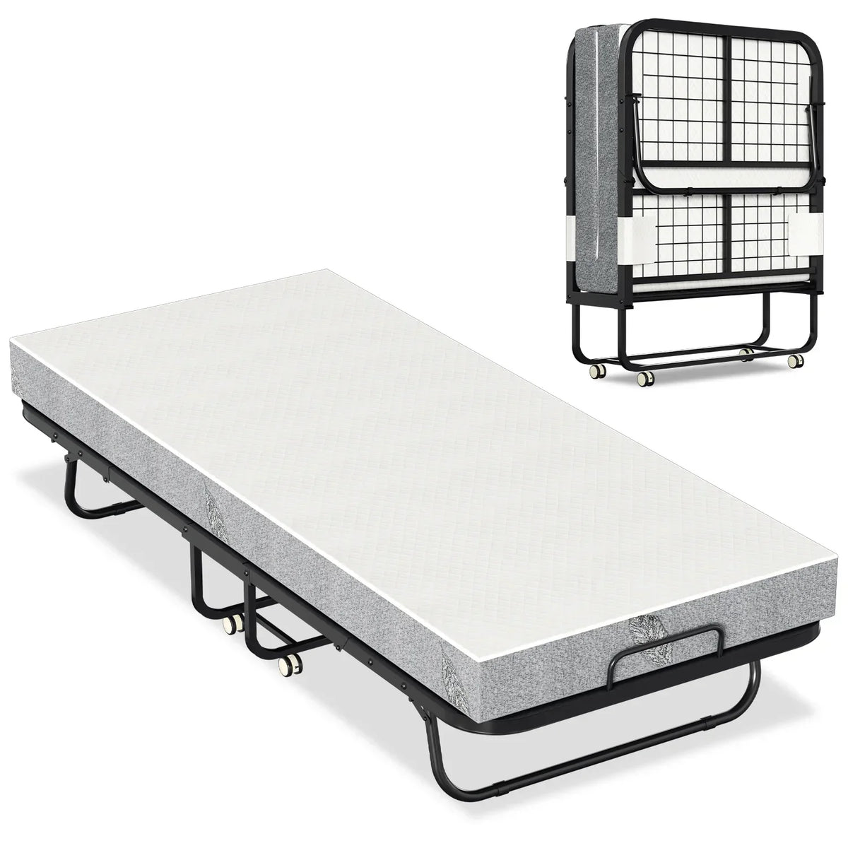 Sonnewelt Klappbett 90x200cm mit 13cm Dicke und Rollen