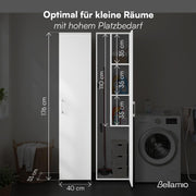 View Bellamio Apol Besenschrank - Mehrzweckschrank 40 cm breit Weiß - Vorratsschrank mit Staubsaugerfach - Putzschrank aus Holz - Flurschrank mit Stauraum image 3