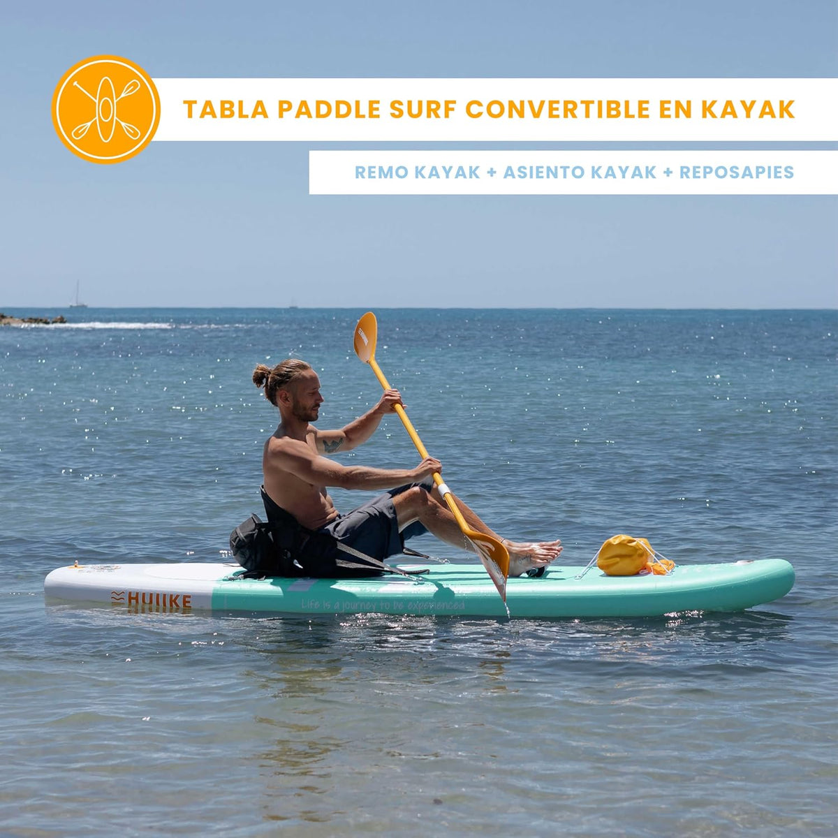 HUIIKE Tabla Paddle Surf Hinchable con Accesorios Incluidos, Remo, Quillas, Inflador. Stand Up Paddle Board Gran Estabilidad y Resistencia. 305 x 84 x