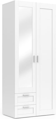 View IDMarket - VITO 2-door wardrobe white 80 cm with 2 drawers, mirror and shelves image 1
