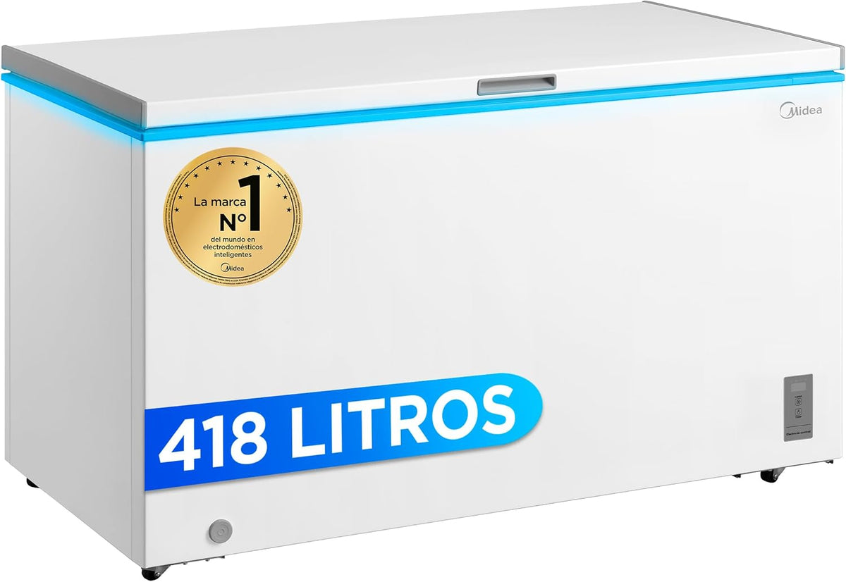MIDEA Arcon Congelador Pequeño de 418L | Congelador Horizontal Convertible a Frigorífico con Motor Inverter, Control Electrónico de Temperatura,