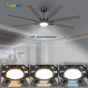 View Airwit 183cm Deckenventilator mit Beleuchtung Extra Groß, Verbundholz Outdoor Leise Deckenventilator mit Licht und Fernbedienung, Lampe mit Ventilator image 6