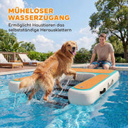 View PawHut Aufblasbare Hunde Wasserrampe Hunderampe Pool 151x102 cm Tragbares Hundeboot mit Rutschfester Eva-Oberfläche Schwimmende Dock Leiter für große image 3