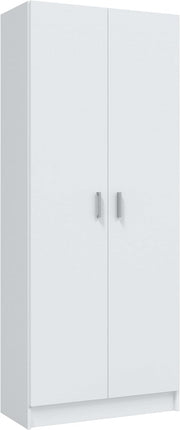 View Habitdesign Multi-Purpose Wardrobe, Broom 2 Doors 3 Shelves, 180 x 73 x 37 cm (H x W x D – cm), Matt White image 6