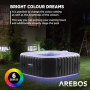 View Arebos Whirlpool | 154 x 154 cm | mit LED-Beleuchtung | aufblasbar | quadratisch | In- & Outdoor | 4 Personen | 100 Massagedüsen | mit Heizung | 600 L image 4