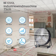 View Be Cool Industrie-Windmaschine 75cm BCIWM75CM – Fahrbarer Trommelventilator, Ø 75 cm (30"), 300 Watt, Vollkupfermotor, 2 Geschwindigkeiten, Aluminium- image 2