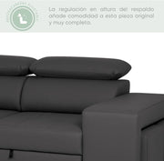 View BUDWING John Sofá Cama Esquinero 4 Plazas - Chaise Longue Reversible, Reposacabezas Ajustable y 2 Pufs – Tapizado en Poliuretano – Estilo Moderno – image 4