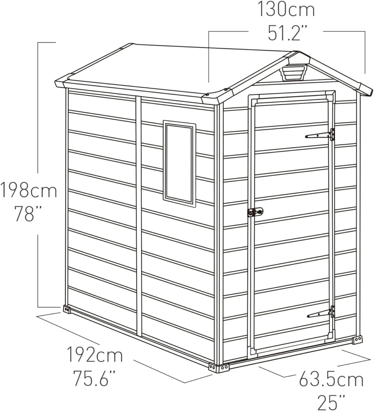 Keter Manor 4X6 - Caseta de jardín, 130x192x198cm y 2,2m2, Suelo, Sistema de ventilación, Puerta y Ventana, Resistente al Agua, Color Gris