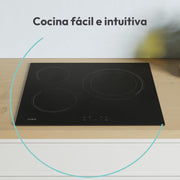View Candy CH63DCC Hob Ceramic Hob 60 cm, 3 Cooking Zones, Double 30 cm Paella Pan, Touch Control, 9 Power Levels, Safety System, Black image 3