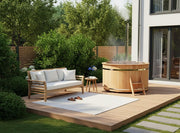 View Holz Badefass Bergen, Hot Tub Ø 160 x 110 cm, inkl. Edelstahl-Ofen 22 kW und Einstiegsleiter, 3-4 Personen, Schwimmbecken, Badebottich, Sprudelbad image 1