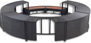 View Hommdiy Umrandung mit Stauraum für Whirlpool Spa Schwimmbecken Poolumrandung Poly Rattan Schwarz Hartholz Rund Pulverbeschichteter Stahl Schwarz image 5