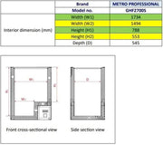 View METRO Professional Congelador horizontal GHF2700S, 188 x 73,5 x 94,5 cm, 700 L, 125W, 3 cestas, iluminación LED, 6 ruedas, con cerradura, blanco/gris image 6