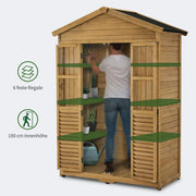 View M MCombo Armario de Jardín de Madera Resistente a la Intemperie, Cobertizo de Herramientas al Aire Libre a Prueba de Agua, 74×143×200 cm (Naturaleza) image 4