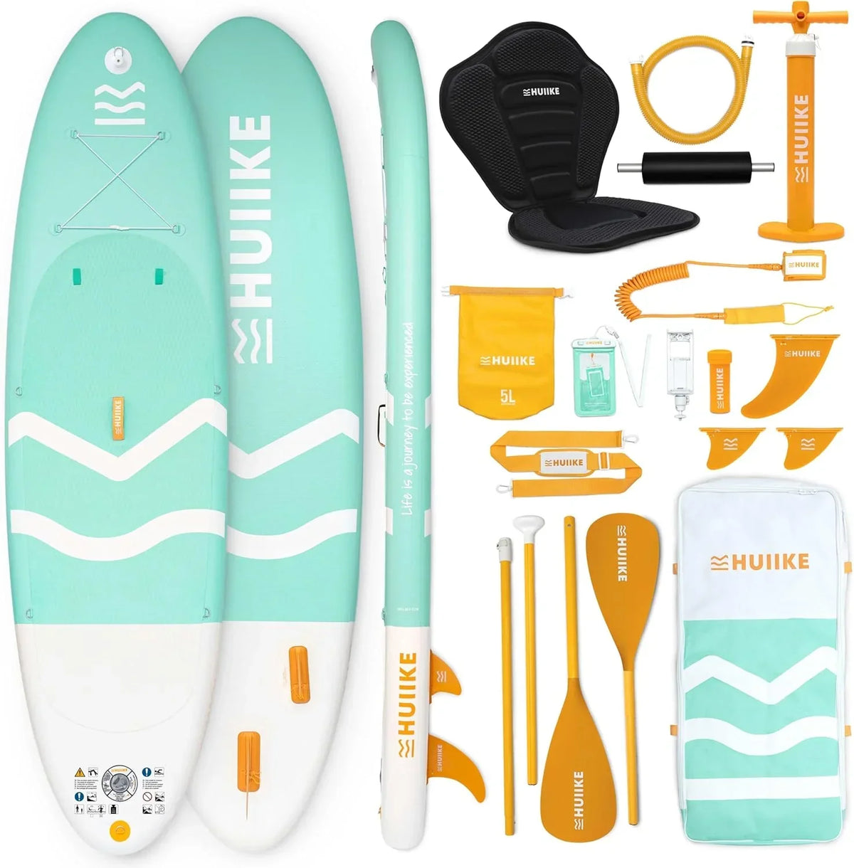 HUIIKE Tabla Paddle Surf Hinchable con Accesorios Incluidos, Remo, Quillas, Inflador. Stand Up Paddle Board Gran Estabilidad y Resistencia. 305 x 84 x