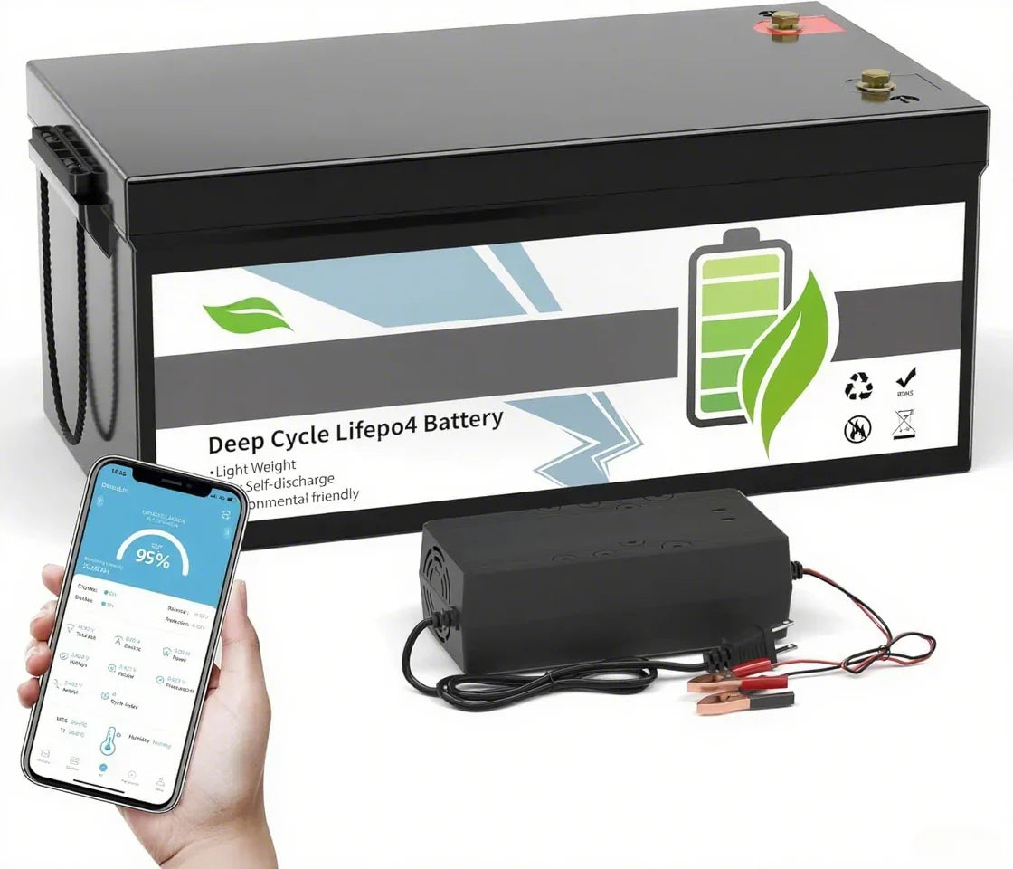 12V 100Ah LiFePO4 Battery, Rechargeabel Deep Cycle Lithium Batteries, 100A BMS with Low-Temp Protection, Perfect for RV, Solar, Boat, Marine, Trolling