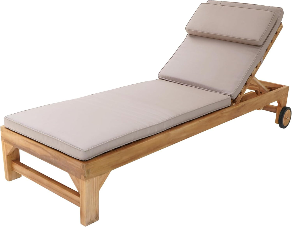 AXI Rama Gartenliege aus Teak Holz mit Kissen | Sonnenliege aus Teakholz mit Verstellbarer Rücklehne - 4 Positionen | Sonnenbett/Liege mit Rollen für
