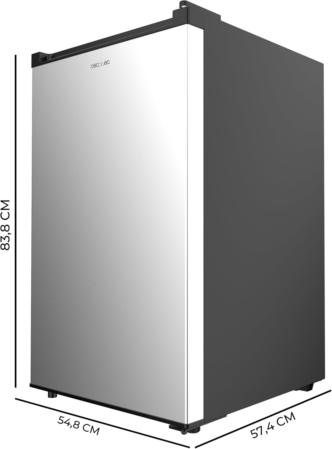 Cecotec Congelador Vertical Sobremesa 97 L Bolero CoolMarket TF 97 Inox, Clase Energética E, Diseño compacto, Puerta reversible, 3 Cajones, Medidas