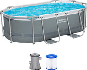 View Bestway Power Steel Frame Pool Set mit Filterpumpe 305 x 200 x 84 cm, grau, oval image 1