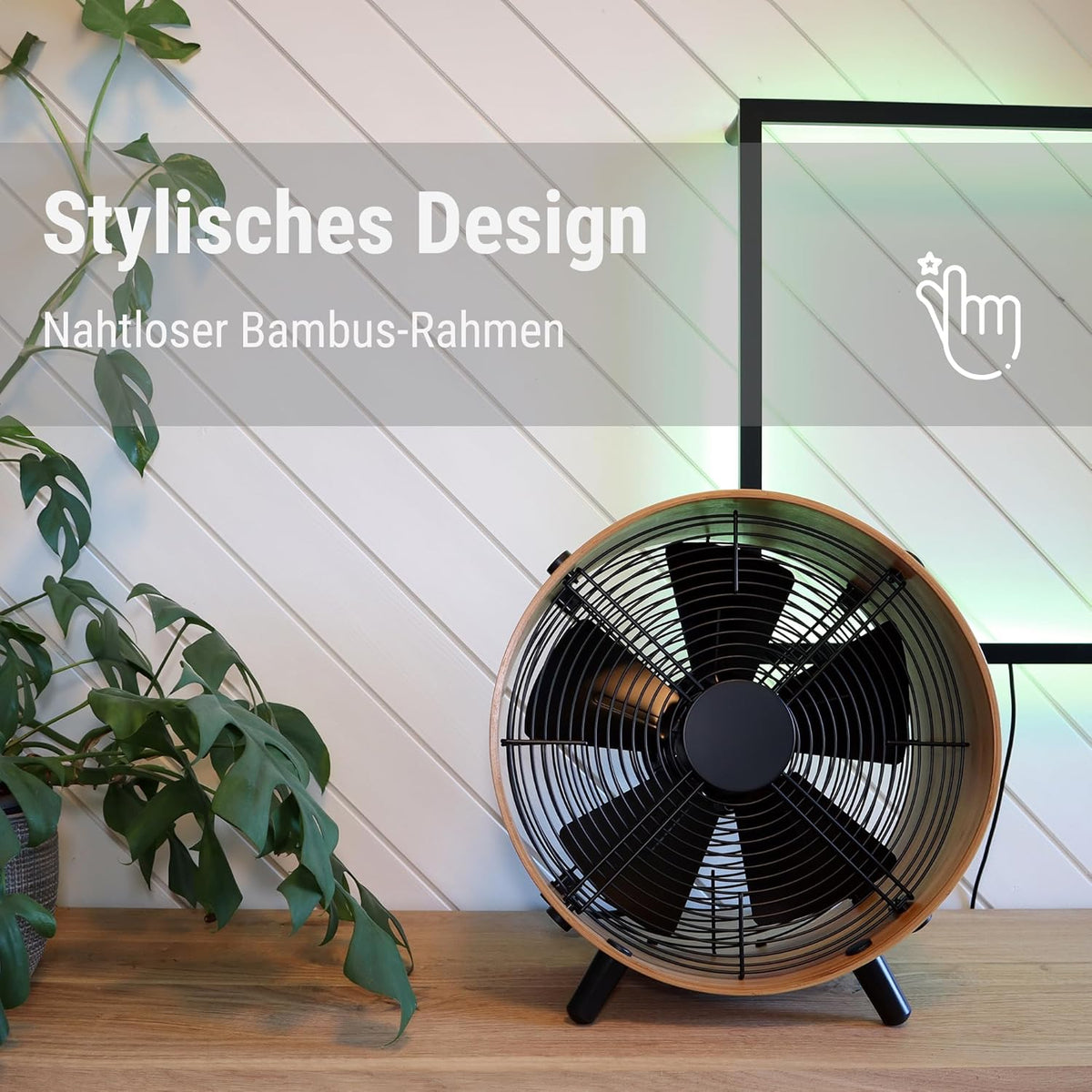 Stadler Form Ventilator Otto, aus Bambus, mit 3 Geschwindigkeiten, ideal im Sommer und fürs Schlafzimmer, Wohnzimmer und Büro geeignet, einfache